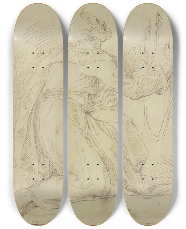 Triptych art skateboard deck of Pellegrino Tibaldi Der Heilige Thomas Erhlt Den Grtel Der Muttergottes by Pellegrino Tibaldi (1527-1596)