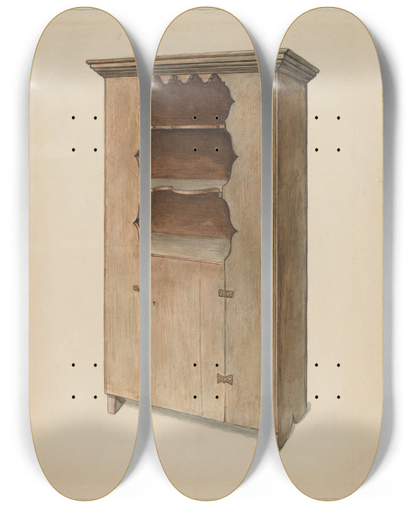 Triptych art skateboard deck of Bernard Gussow Cupboard by Bernard Gussow