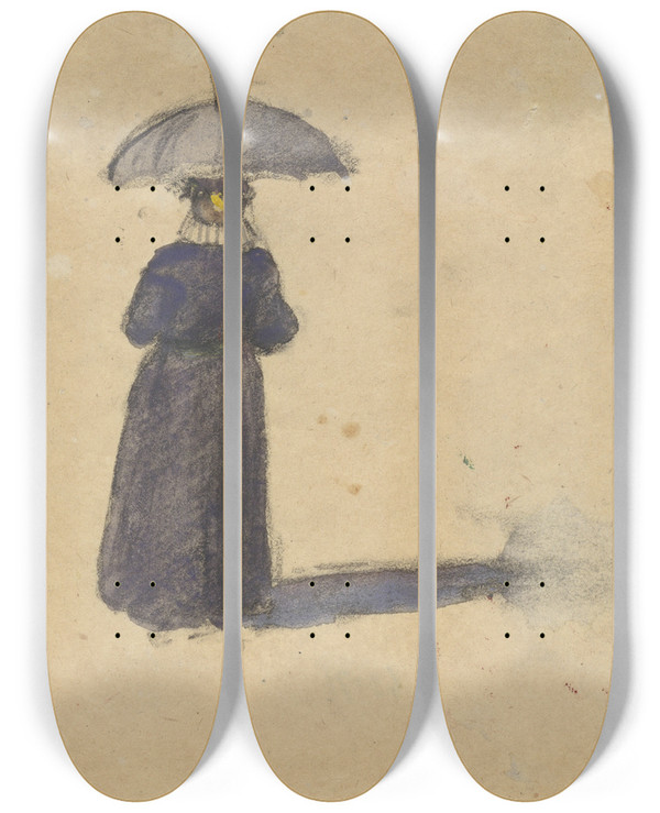 Triptych art skateboard deck of Adolf Le Comte Oude Man En Profil by Adolf Le Comte (1850-1921)