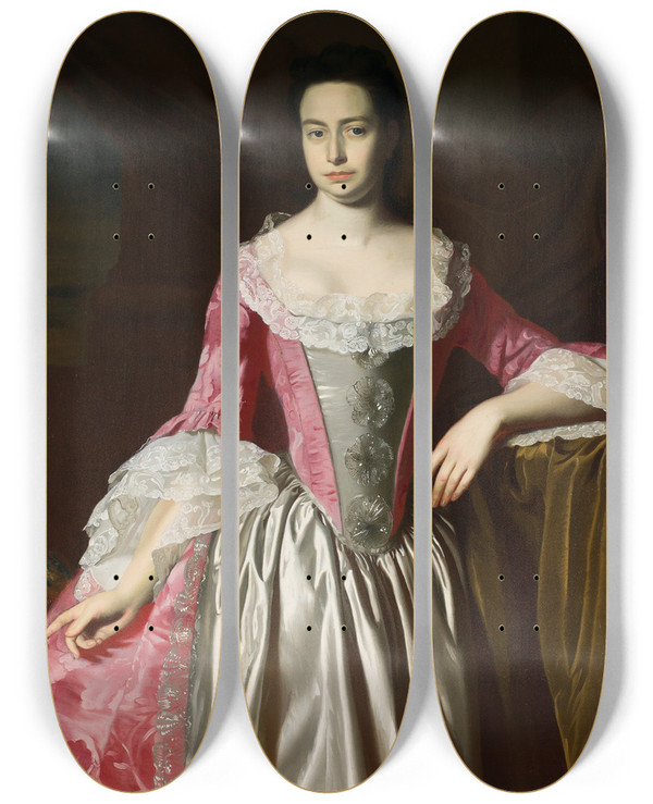 Triptych art skateboard deck of John Singleton Copley Eunice Dennie Burr by John Singleton Copley (1738-1815)