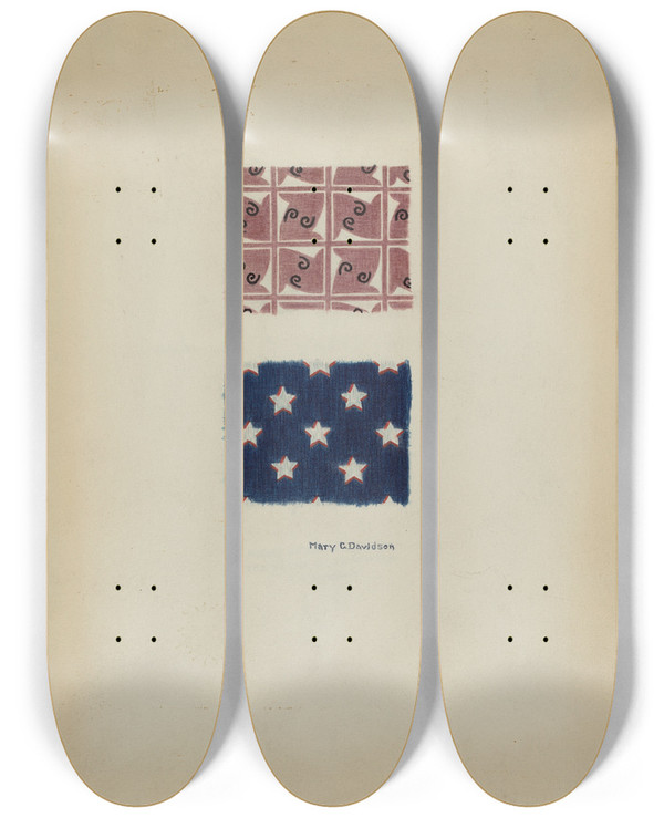 Triptych art skateboard deck of Mary C Davidson Printed Swatches_1 by Mary C Davidson