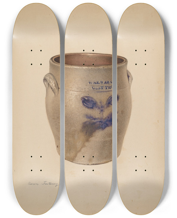Triptych art skateboard deck of Aaron Fastovsky Crock by Aaron Fastovsky