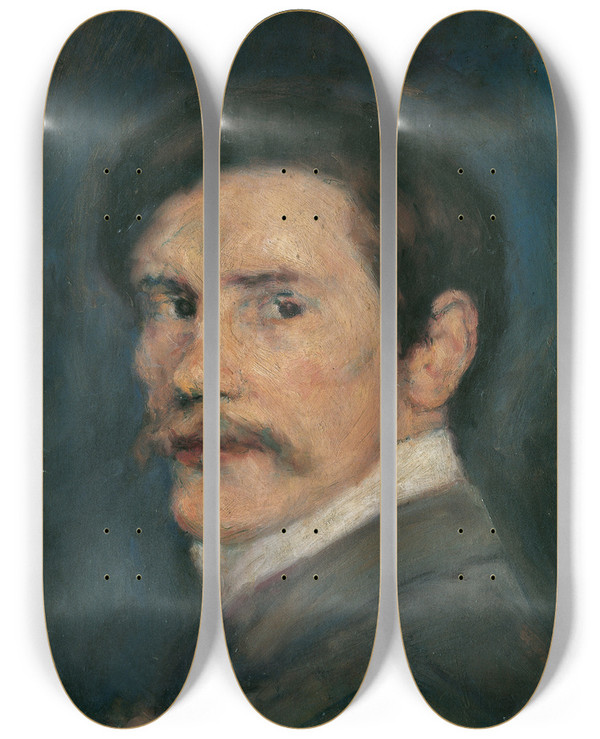 Triptych art skateboard deck of Anton Arpad Schuster Selbstportrt by Anton Arpad Schuster (1877-1918)