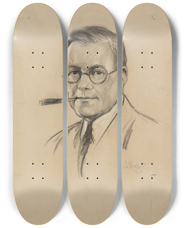 Triptych art skateboard deck of Samuel Johnson Woolf Walter Clark Teagle by Samuel Johnson Woolf (1880-1948)
