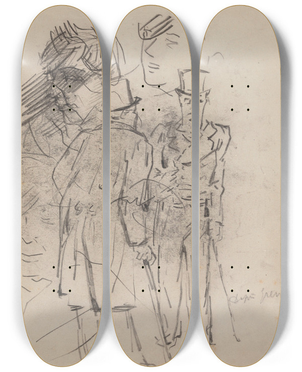 Triptych art skateboard deck of James Ensor Copy After Grvin_1 by James Ensor (1860-1949)