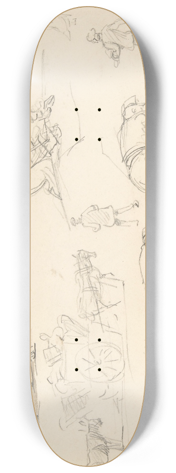 Isidore Pils - Studies of Soldiers and Cart Horses 8.25 inch art skate deck