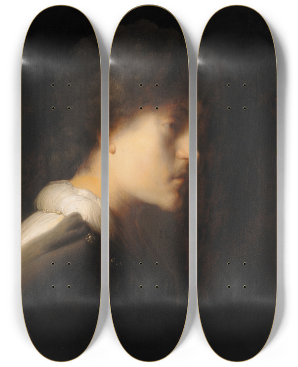 Triptych art skateboard deck of Jan Lievens Selfportrait by Jan Lievens (1607-1674)