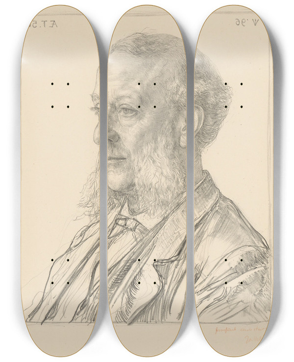 Triptych art skateboard deck of Jan Veth Portret Van Albert Cornelis Vreede by Jan Veth (1864-1925)