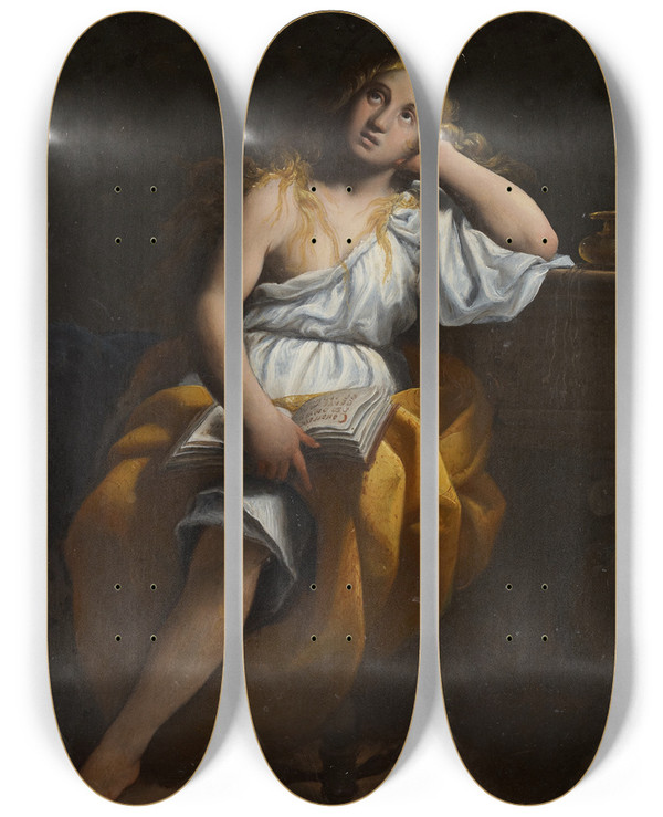 Triptych art skateboard deck of Pasquale Ottino Mary Magdalen by Pasquale Ottino (1578-1630)