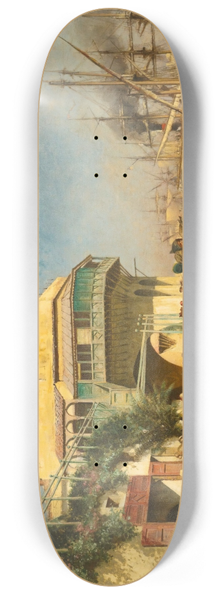 Alfred Wordsworth Thompson - The port of Algiers 8.25 inch art skate deck