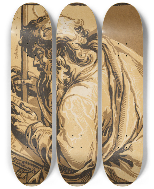 Triptych art skateboard deck of Ludwig Bsinck Matthus by Ludwig Bsinck (1590-1669)