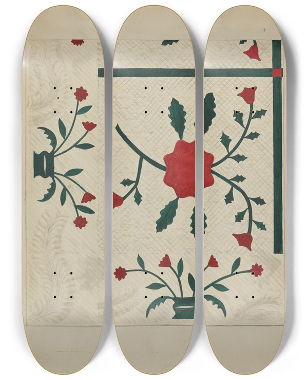 Triptych art skateboard deck of Robert Stewart Quilt by Robert Stewart (20-)