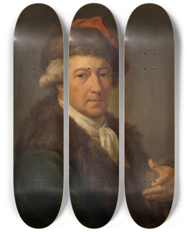 Triptych art skateboard deck of Marcello Bacciarelli Selfportrait In The Polish National Costume by Marcello Bacciarelli (1731-1818)