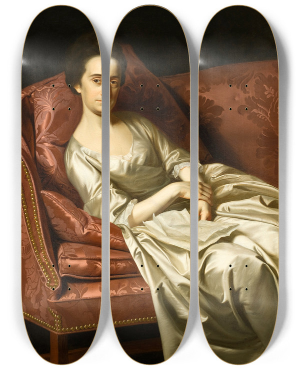 Triptych art skateboard deck of John Singleton Copley Portrait Of A Lady by John Singleton Copley (1738-1815)