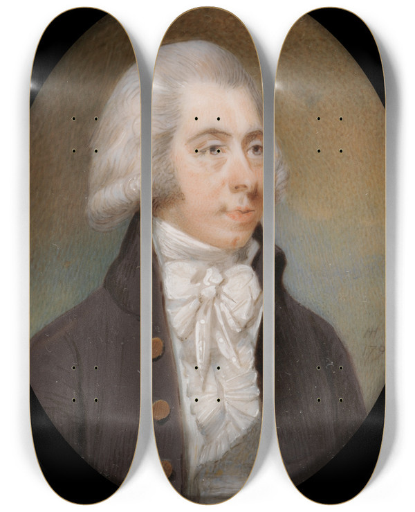Triptych art skateboard deck of Horace Hone Thomas Quincey by Horace Hone (1754-1825)