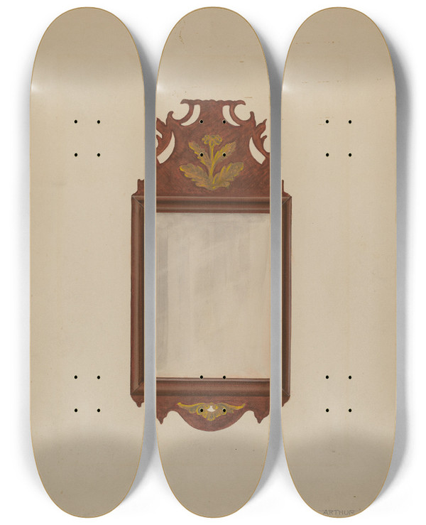 Triptych art skateboard deck of Arthur Johnson Mirror_2 by Arthur Johnson