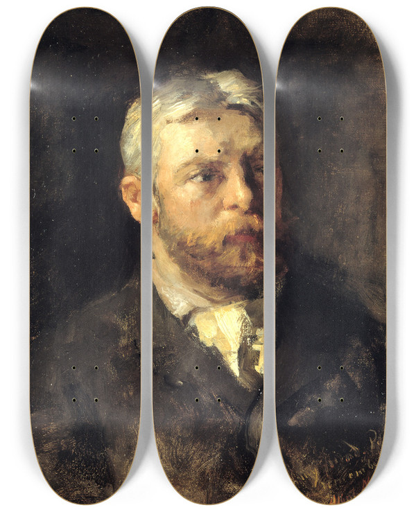 Triptych art skateboard deck of Albert Neuhuys Henry Ward Ranger by Albert Neuhuys (1844-1914)