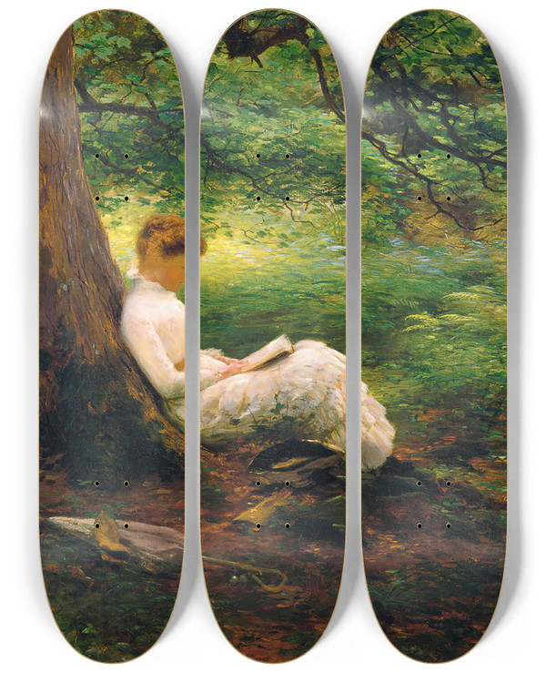 Triptych art skateboard deck of Joseph Farquharson Summertime by Joseph Farquharson (1846-1935)