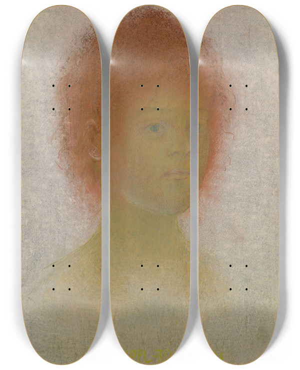 Triptych art skateboard deck of Jzsef Ripplrnai La Rousse by Jozsef Rippl Ronai (1861-1927)