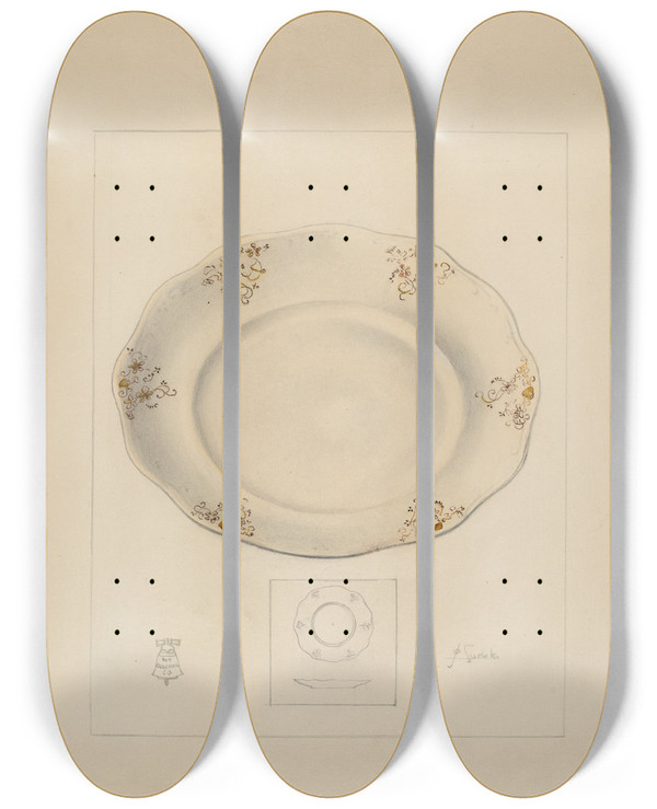Triptych art skateboard deck of Joseph Sudek Platter_4 by Joseph Sudek