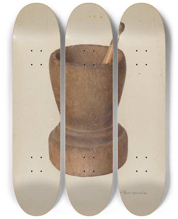 Triptych art skateboard deck of Carl Buergerniss Mortar And Pestle_3 by Carl Buergerniss (20-)