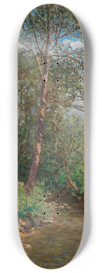 Alfred Zoff - A Sunny Landscape with Stream 8.25 inch art skate deck