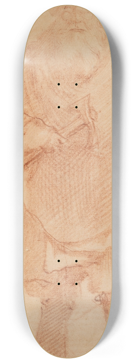 Italian School - A bearded man holding an ax (Venetian executioner) 8.25 inch art skate deck