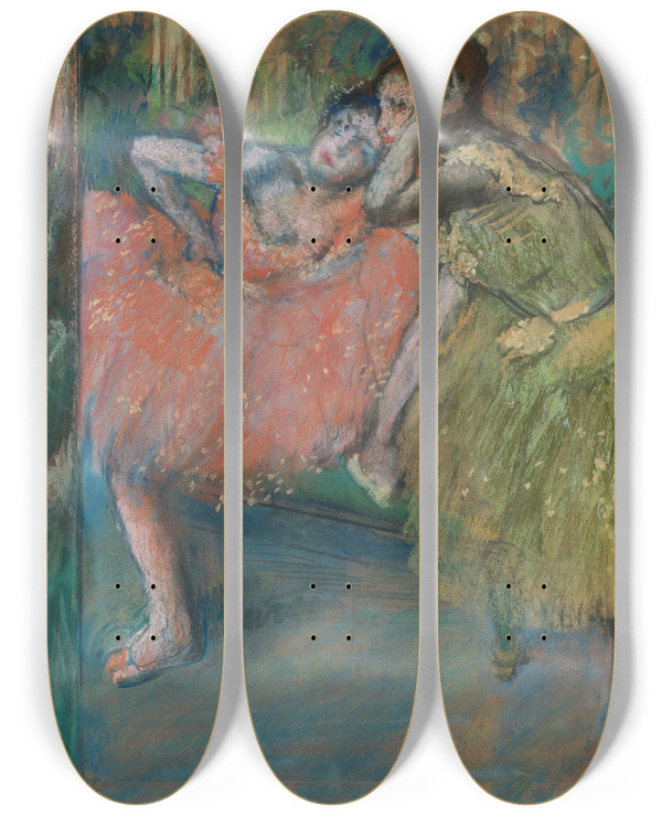 Triptych art skateboard deck of Edgar Degas Danseuses Au Foyer by Edgar Degas (1834-1917)