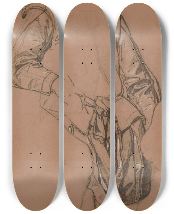 Triptych art skateboard deck of Nicaise De Keyser The Painter Bartholomeus Spranger by Nicaise De Keyser (1813-1887)