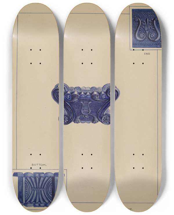 Triptych art skateboard deck of Lorenz Rothkranz Salt Cellar by Lorenz Rothkranz