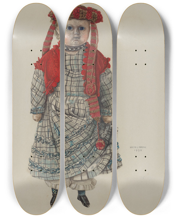 Triptych art skateboard deck of Walter Praefke Doll_1 by Walter Praefke