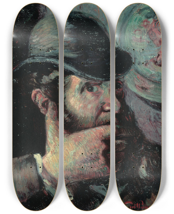 Triptych art skateboard deck of Armand Guillaumin Selfportrait by Armand Guillaumin (1841-1927)