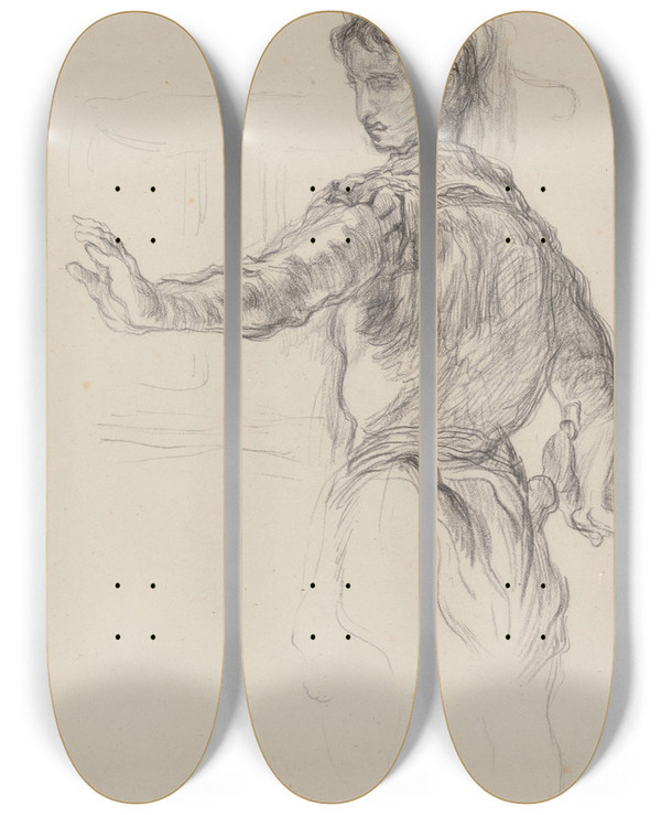 Triptych art skateboard deck of James Ensor Hamlet by James Ensor (1860-1949)