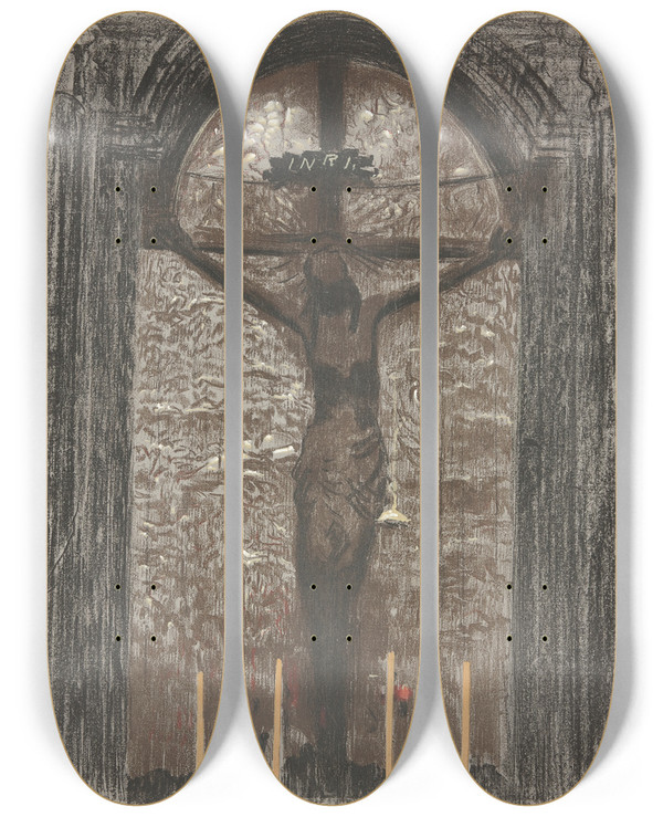 Triptych art skateboard deck of Leon Wyczkowski Chrystus by Leon Wyczolkowski (1852-1936)