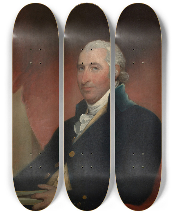 Triptych art skateboard deck of Gilbert Stuart John Shaw by Gilbert Stuart (1755-1828)