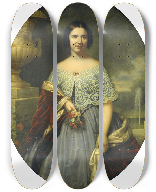 Triptych art skateboard deck of Francis Bicknell Carpenter Lucy Tappan Bowen Mrs Henry C Bowen by Francis Bicknell Carpenter (1830-1900)