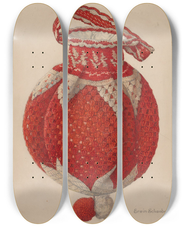 Triptych art skateboard deck of Erwin Schwabe Crocheted Handbag by Erwin Schwabe