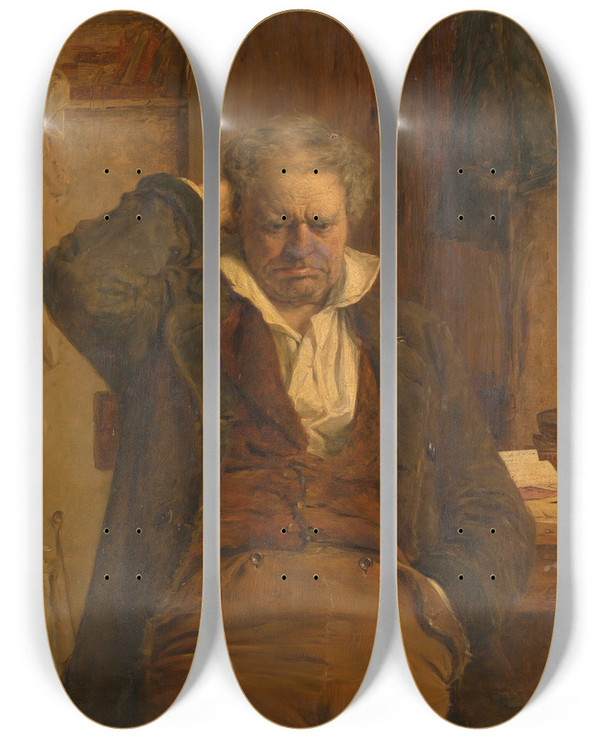 Triptych art skateboard deck of Erskine Nicol Bothered by Erskine Nicol (1825-1904)