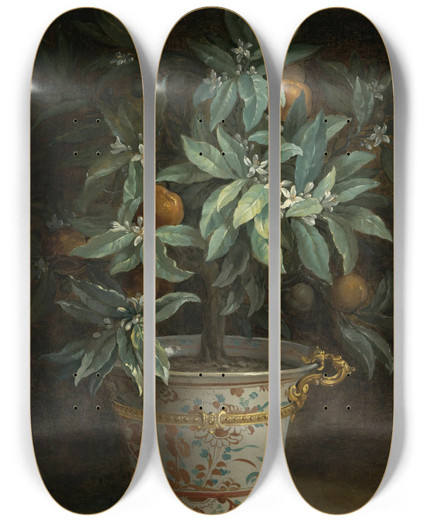 Triptych art skateboard deck of Jeanbaptiste Oudry Loranger by Jean-Baptiste Oudry (1686-1755)