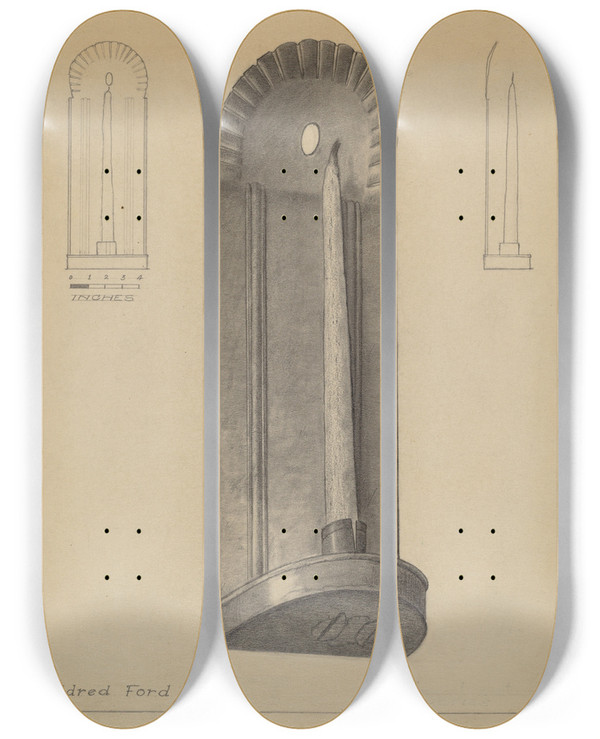 Triptych art skateboard deck of Mildred Ford Sconce by Mildred Ford (20-)