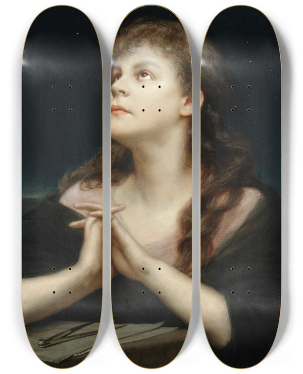 Triptych art skateboard deck of Gabriel Von Max Urania by Gabriel Von Max (1840-1915)