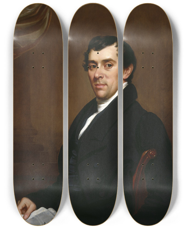 Triptych art skateboard deck of Samuel Lovett Waldo David Leavitt by Samuel Lovett Waldo (1783-1861)