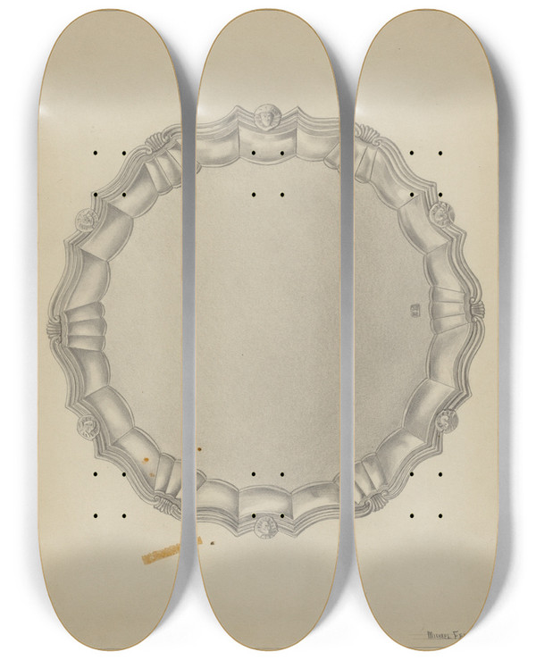 Triptych art skateboard deck of Michael Fenga Silver Tray_2 by Michael Fenga (20-)
