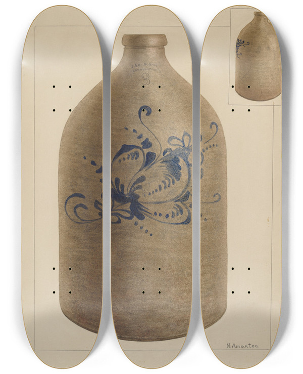 Triptych art skateboard deck of Nicholas Amantea Jug_16 by Nicholas Amantea (1900-1978)