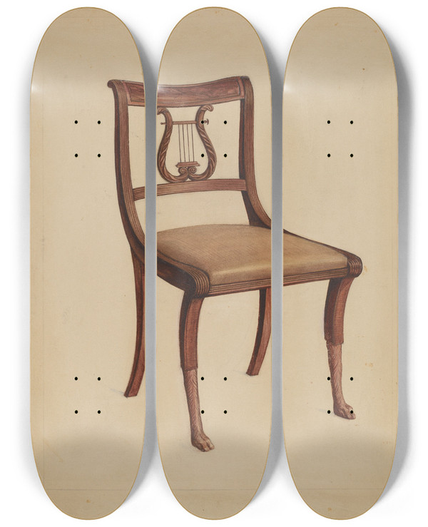 Triptych art skateboard deck of Lawrence Phillips Side Chair_2 by Lawrence Phillips