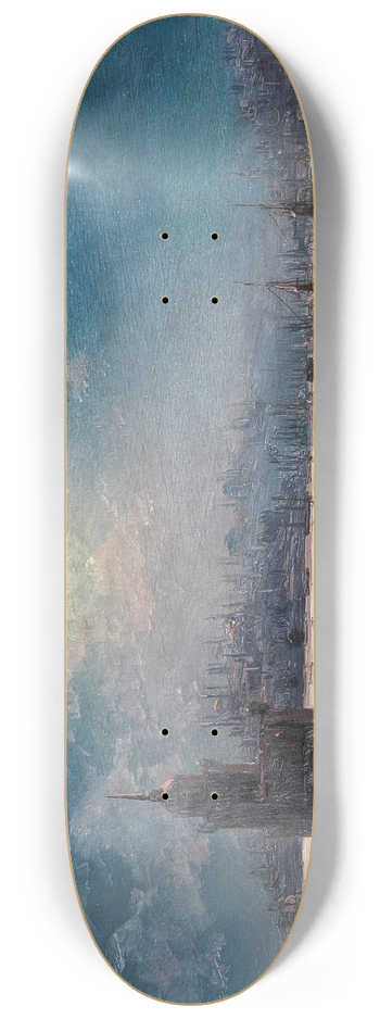 Ivan Konstantinovich Aivazovsky - A View of the Bosporus with the Hagia Sophia and the Maidens Tower in the Moonlight 8.25 inch art skate deck