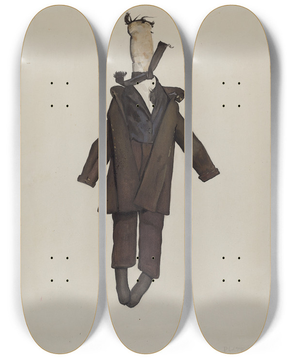 Triptych art skateboard deck of Jane Iverson Rag Doll_2 by Jane Iverson