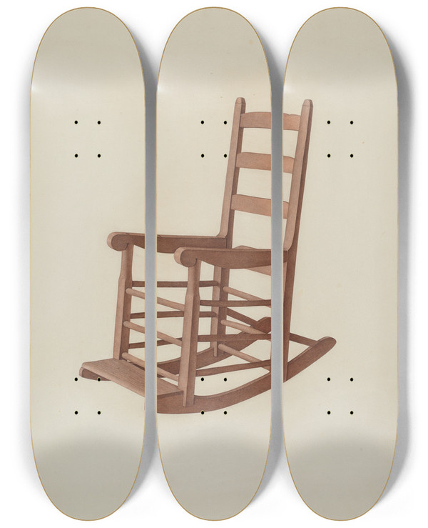 Triptych art skateboard deck of Dorothy Johnson Rocker by Dorothy Johnson