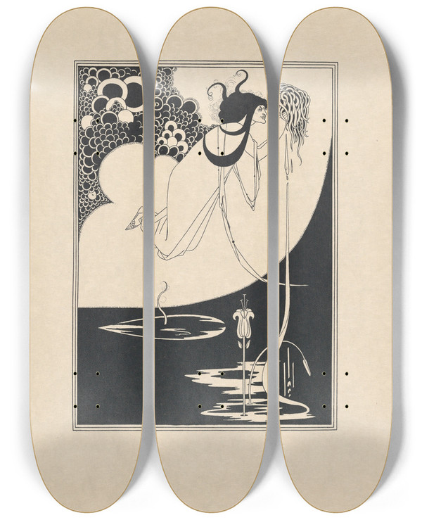 Triptych art skateboard deck of Aubrey Vincent Beardsley Illustration To Salome By Oscar Wilde by Aubrey Vincent Beardsley (1872-1898)