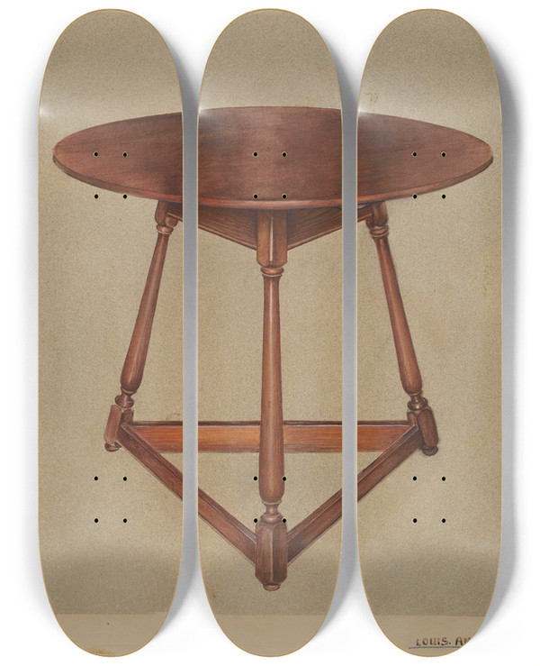Triptych art skateboard deck of Louis Annino Table by Louis Annino